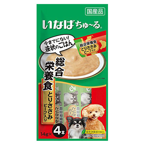 いなば 犬用ちゅ～る 総合栄養食とりささみ ビーフ入り (14g×4)×48個 D-106