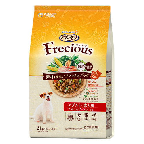 ユニ・チャーム グラン・デリ Frecious 総合栄養食 成犬用 チキン＆ビーフ入り 2kg×4個