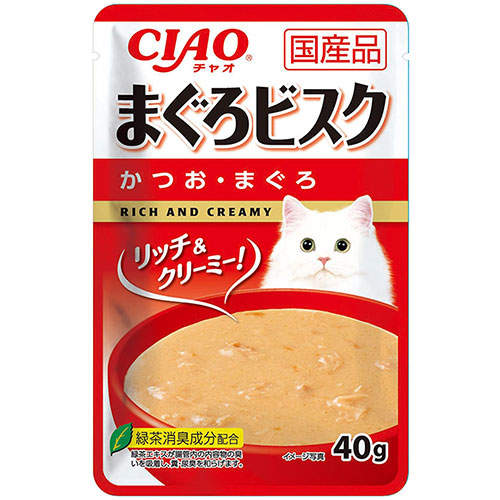【お1人様1セット限り】【ポイント10倍】【送料弊社負担】【ゆうパケット配送】いなば CIAO パウチ まぐろビスク かつお・まぐろ 40g×6個【他商品と同時購入不可】