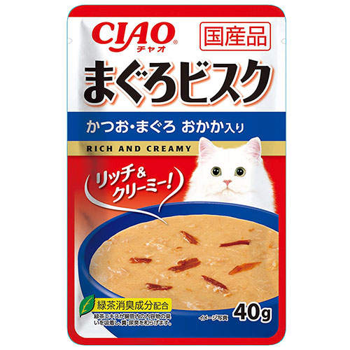 【お1人様1セット限り】【ポイント10倍】【送料弊社負担】【ゆうパケット配送】いなば CIAO パウチ まぐろビスク かつお・まぐろ おかか入り 40g×6個【他商品と同時購入不可】