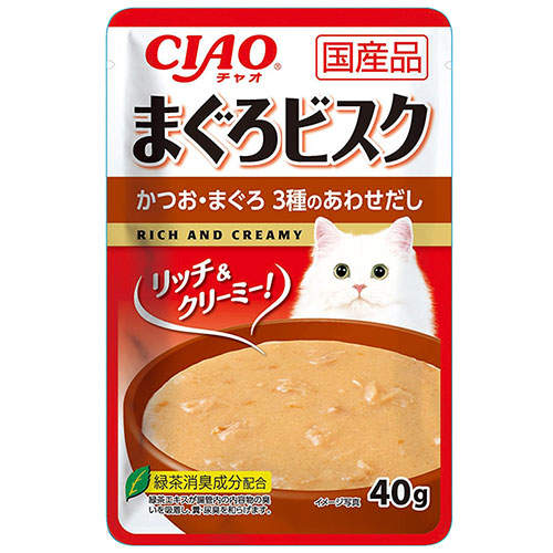 【お1人様1セット限り】【ポイント10倍】【送料弊社負担】【ゆうパケット配送】いなば CIAO パウチ まぐろビスク かつお・まぐろ 3種あわせだし 40g×6個【他商品と同時購入不可】