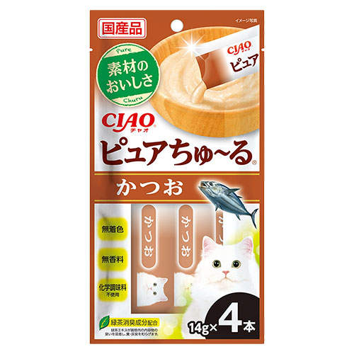 【お1人様1セット限り】【ポイント10倍】【送料弊社負担】【ゆうパケット配送】いなば CIAO ピュアちゅ~る かつお 4本×6個【他商品と同時購入不可】