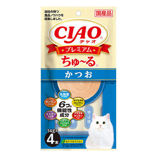【お1人様1セット限り】【ポイント10倍】【送料弊社負担】【ゆうパケット配送】いなば CIAO プレミアムちゅ~る かつお 4本×6個【他商品と同時購入不可】