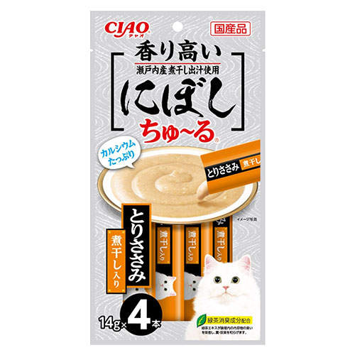 【お1人様1セット限り】【ポイント10倍】【送料弊社負担】【ゆうパケット配送】いなば にぼしちゅ~る とりささみ煮干入り 4本×6個【他商品と同時購入不可】