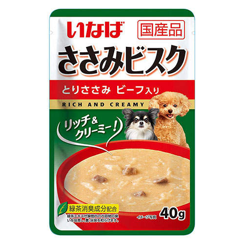 【送料弊社負担】【ゆうパケット配送】いなば ささみビスク とりささみ ビーフ入り 40g×6個【他商品と同時購入不可】