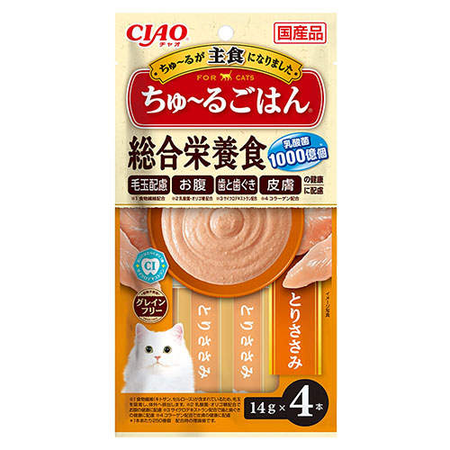 【お1人様1セット限り】【ポイント10倍】【送料弊社負担】【ゆうパケット配送】いなば CIAO ちゅ~るごはん とりささみ 4本×6個【他商品と同時購入不可】