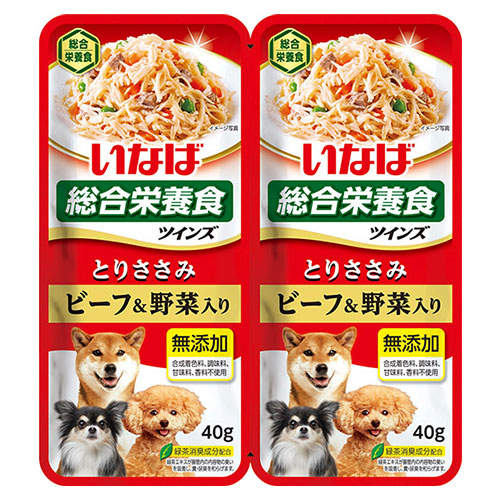 【ポイント10倍】いなば ツインズ とりささみ ビーフ&野菜入り 80g(40g×2) TW-01