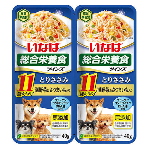 【ポイント10倍】いなば ツインズ 11歳からのとりささみ 温野菜&さつまいも入り 80g(40g×2) TW-05