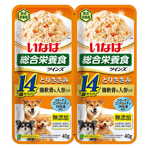 【ポイント10倍】いなば ツインズ 14歳からのとりささみ 鶏軟骨&人参入り 80g(40g×2) TW-06