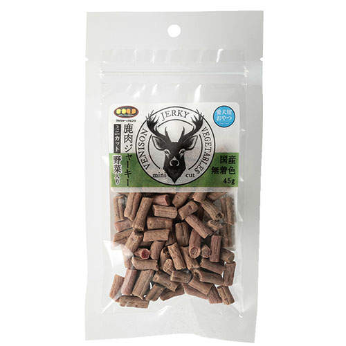 【お1人様1セット限り】【ゆうパケット配送】【送料弊社負担】マルジョー&ウエフク 鹿肉ジャーキー ミニカット 野菜 45g×3個【他商品と同時購入不可】