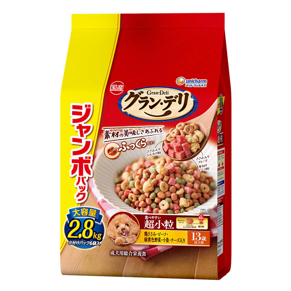 ユニ・チャーム グラン・デリ ふっくら仕立て 13歳以上用 食べやすい超小粒 ジャンボパック 2.8kg 4個
