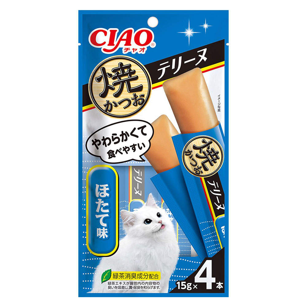 【ゆうパケット配送】【送料弊社負担】いなば 焼かつお テリーヌ ほたて味 15g 4本入 6個【他商品と同時購入不可】