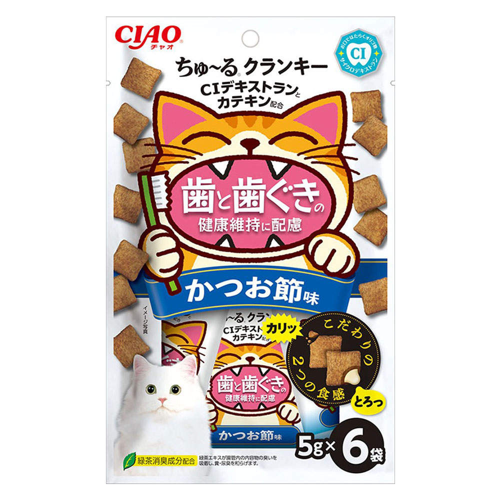 【ポイント10倍】いなば ちゅ～る クランキー 歯と歯茎の健康維持に配慮 かつお節味 6袋入 12個