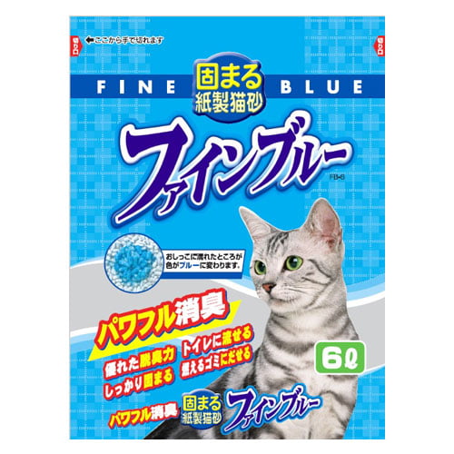 常陸化工 ファインキャット ファインブルー 色がかわる固まる紙製猫砂 6L×14袋 FB-6