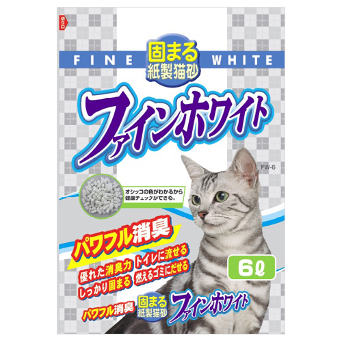 常陸化工 ファインホワイト オシッコの色がわかる紙製猫砂 6L×14袋 FW-6