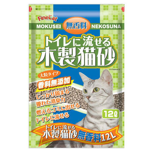 常陸化工 ファインキャット トイレに流せる木製猫砂 無香料 12L×8袋