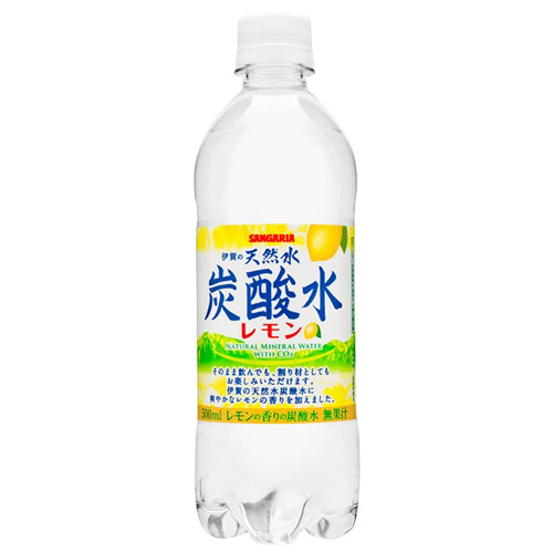 サンガリア 伊賀の天然水炭酸水 レモン 500ml 48本