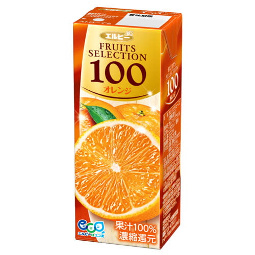 エルビー フルーツセレクション オレンジ100％ 200ml 24本