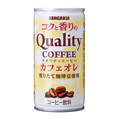 サンガリア コクと香りのクオリティコーヒー カフェオレ 185g×90缶