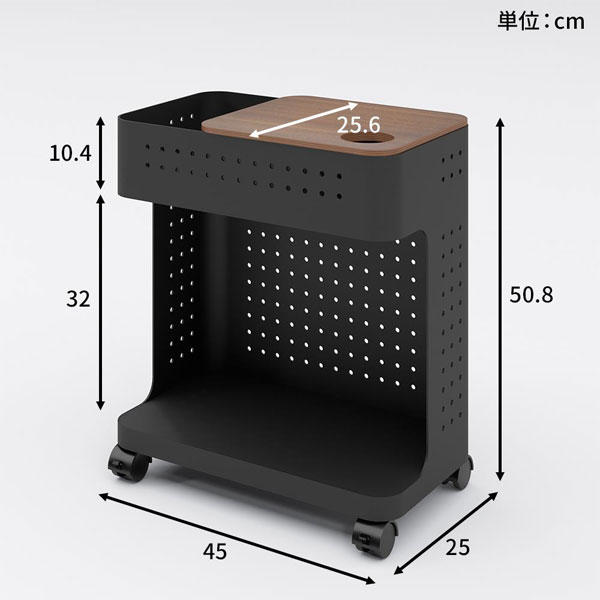 Garage トレイ付きスリムワゴン ブラック SW4525