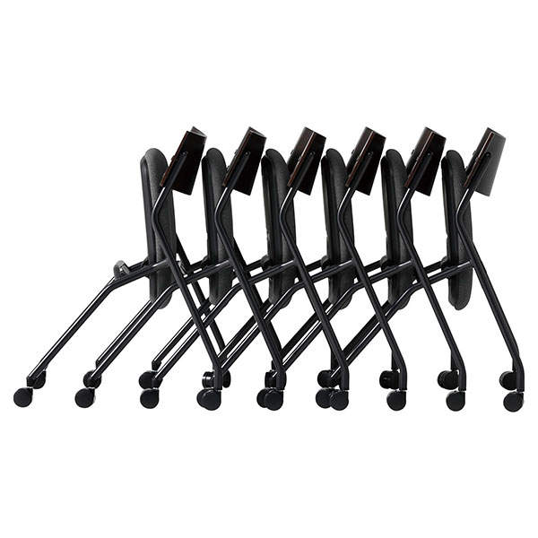 サンケイ ミーティングチェア ネスティングチェア キャスター付き 布張り 背合板色ブラウン ダークブラウン CM199-MYC-PST-DBR