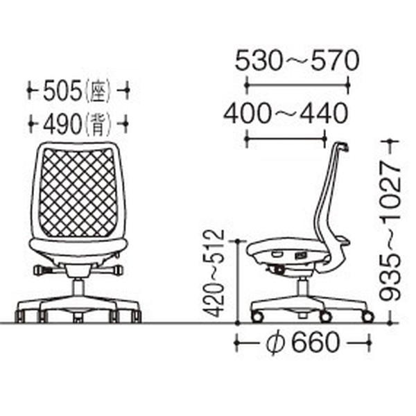 オカムラ オフィスチェア ポータム スタンダードバック ダークグレーフレーム 背メッシュ 肘なし ナイロンキャスター プレーン ライトグレー CF11XA FKA3