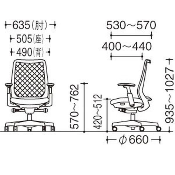 オカムラ オフィスチェア ポータム スタンダードバック ダークグレーフレーム 背メッシュ 可動肘 ナイロンキャスター インターロック グレー CF81XA F1K1