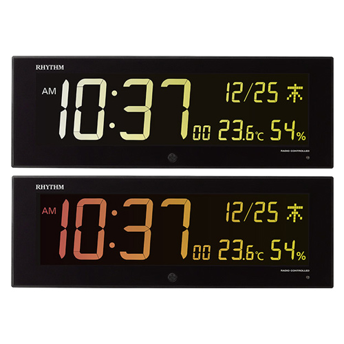 リズム時計工業(Rhythm) Iroria G (イロリア ジー) 電波時計 カラーグラデーション LED 365色表示 デジタル時計  139×400×23mm ブラック 8RZ184SR02