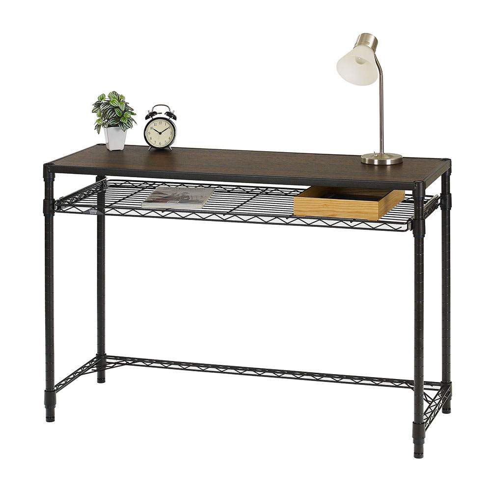 ルミナス ノワール デスク 引き出し付 幅111cm ブラック 黒 防錆 艶なし NO1175-HD