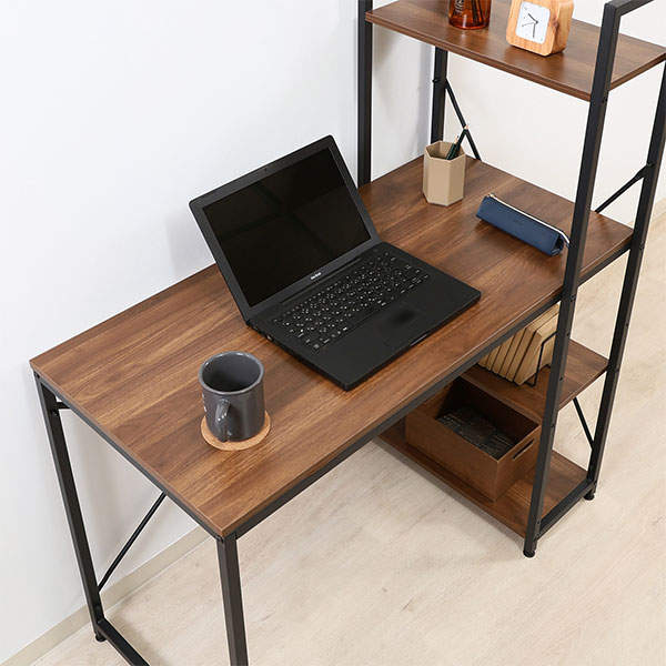 不二貿易 ラック付きデスク アチーブ W1010×D530×H1220mm ウォルナット