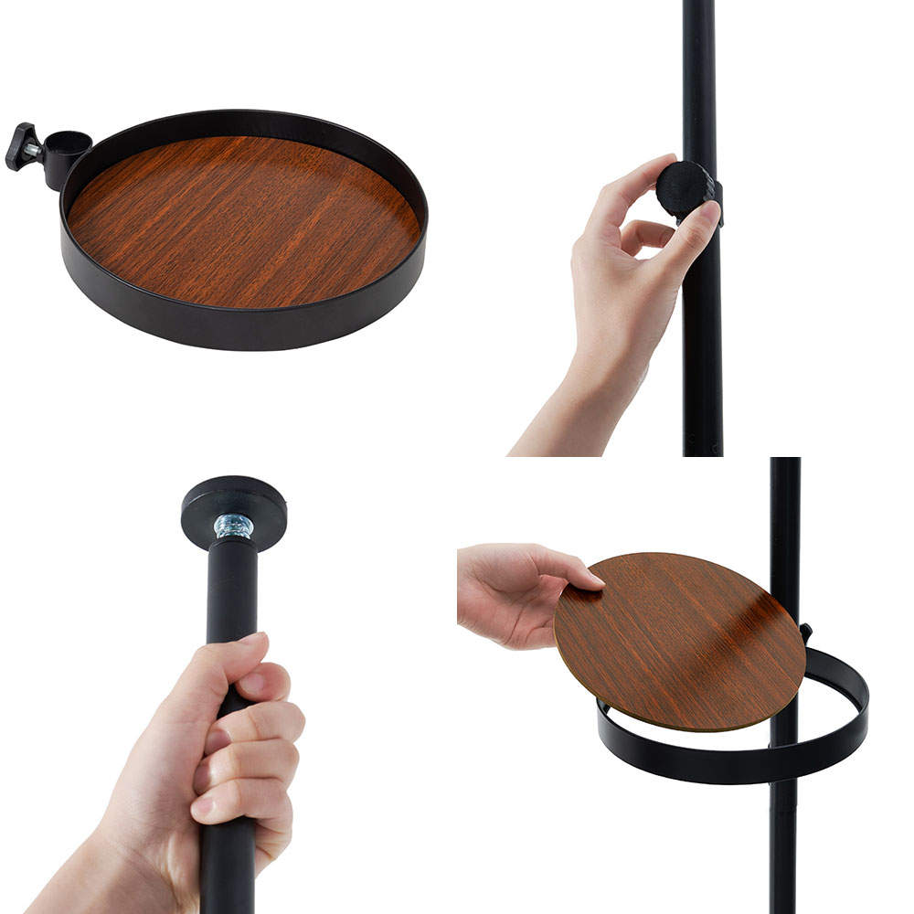 萩原 突っ張り棒＆パーツ 6点セット 丸型 ブラウン×ブラック KTR-3116-BB