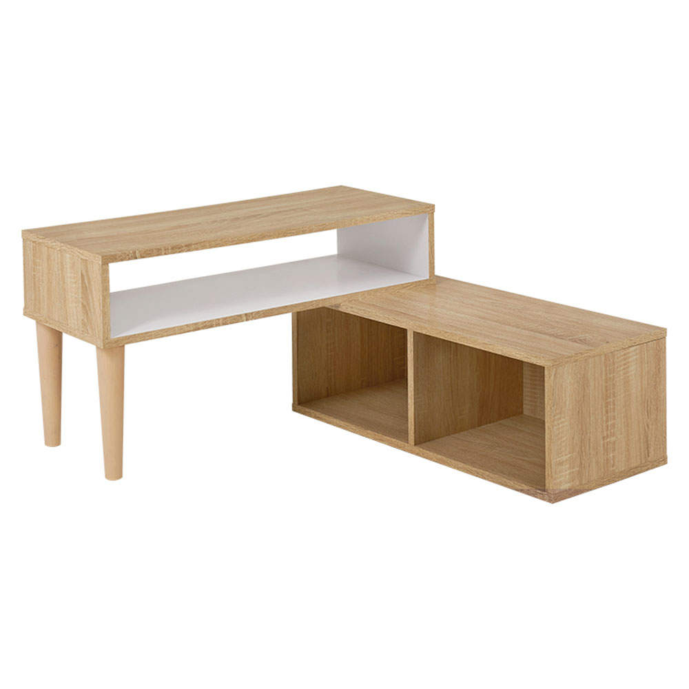 萩原 伸縮式TV台 ナチュラル/ホワイト VTV-7260NA