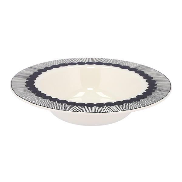 Marimekko マリメッコ Siirtolapuutarha シイルトラプータルハ お皿 ディーププレート 20cm ホワイト×ブラック