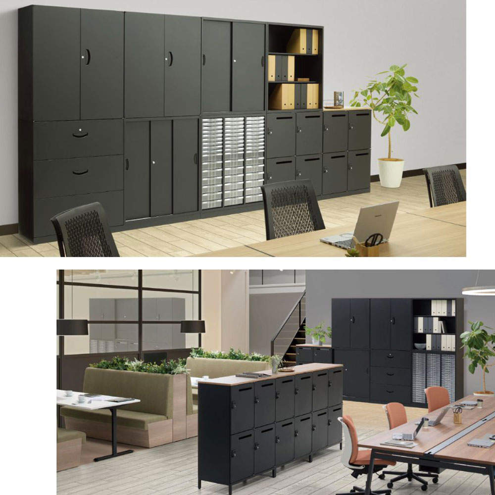 生興 クウォール 4人用パーソナルボックス ダイヤル錠 上下兼用 W900×D450×H700mm ブラック RK45-407H-D3