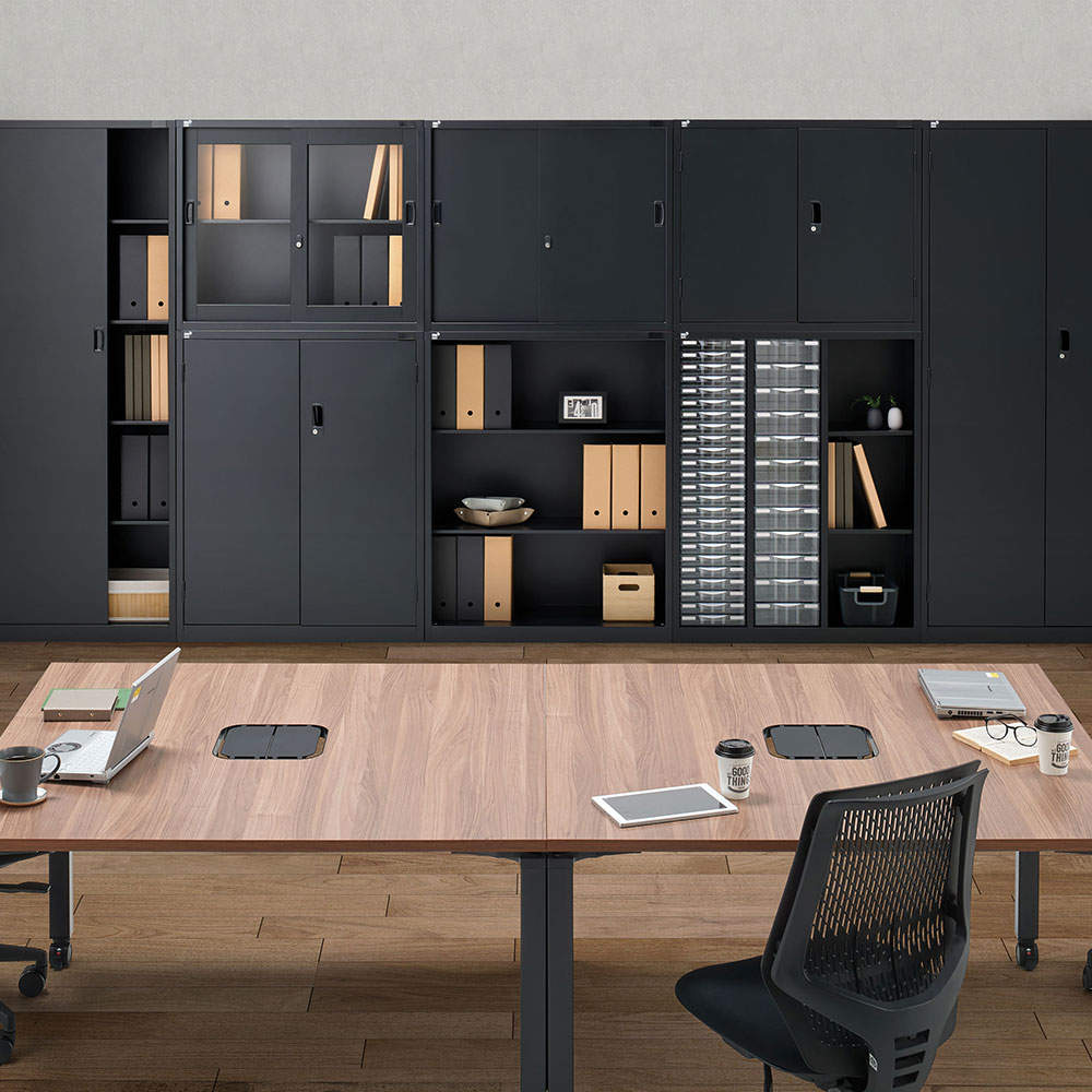 生興 ALZシリーズ オープン書庫 ブラック W880xD380×H360mm ALZK-K31