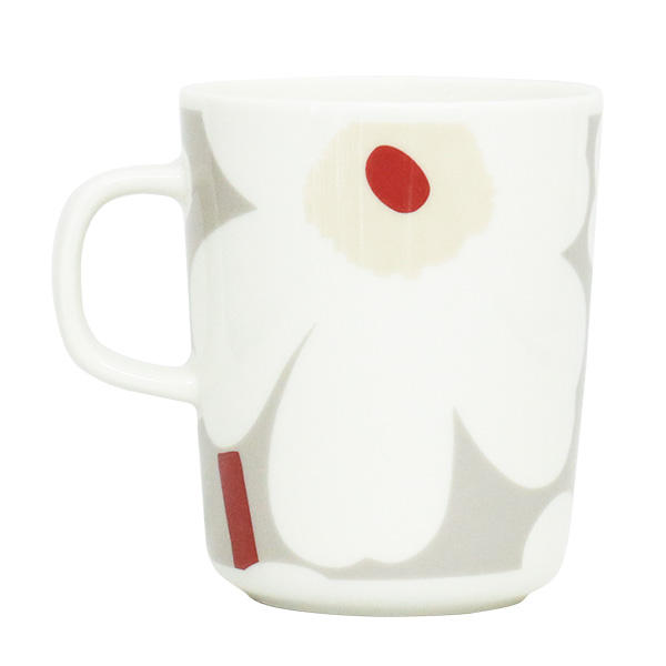 Marimekko マリメッコ Unikko ウニッコ マグ マグカップ 250ml ホワイト×ライトグレー×レッド×イエロー