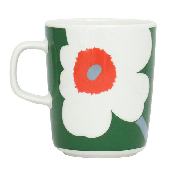 Marimekko マリメッコ Unikko 60th ウニッコ マグ マグカップ 250ml ホワイト×グリーン×オレンジ