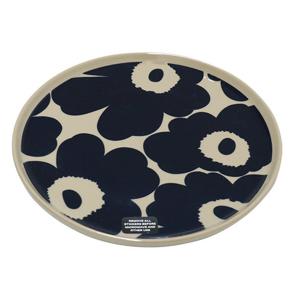 Marimekko マリメッコ Unikko ウニッコ お皿 プレート 20cm テラ×ダークブルー