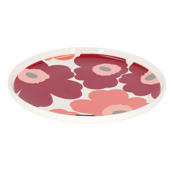 Marimekko マリメッコ Unikko ウニッコ お皿 プレート 20cm ホワイト×ダークチェリー×サーモンレッド