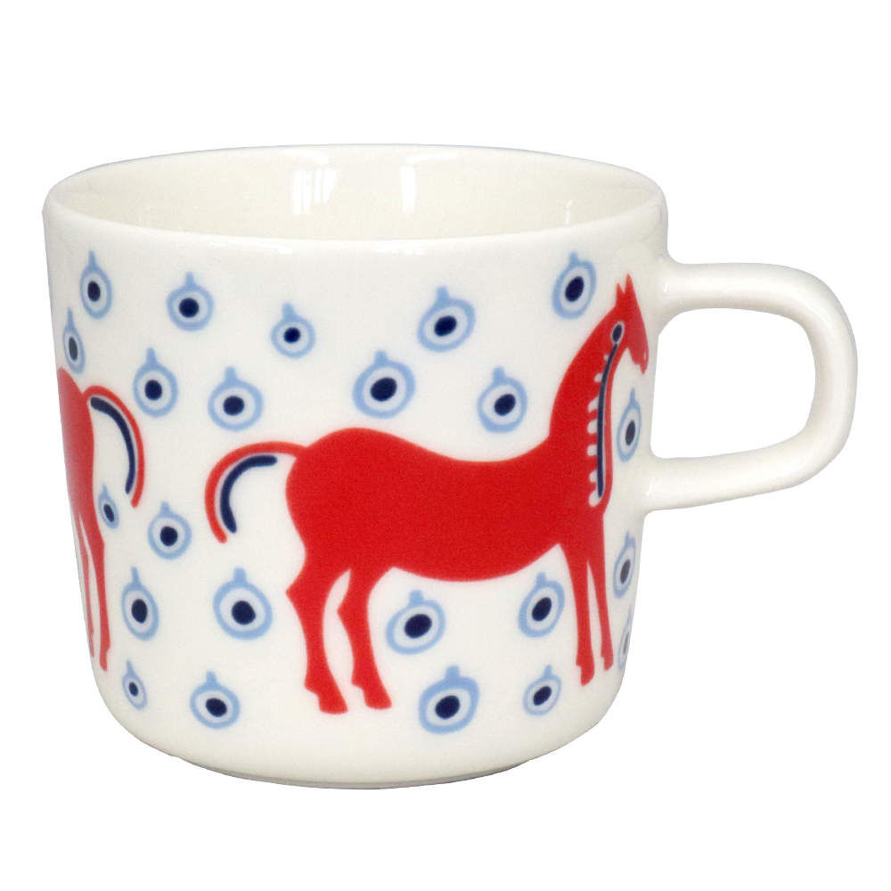 Marimekko マリメッコ Musta Tamma ムスタ タンマ コーヒーカップ 200ml オフホワイト×オレンジレッド×ライトブルー
