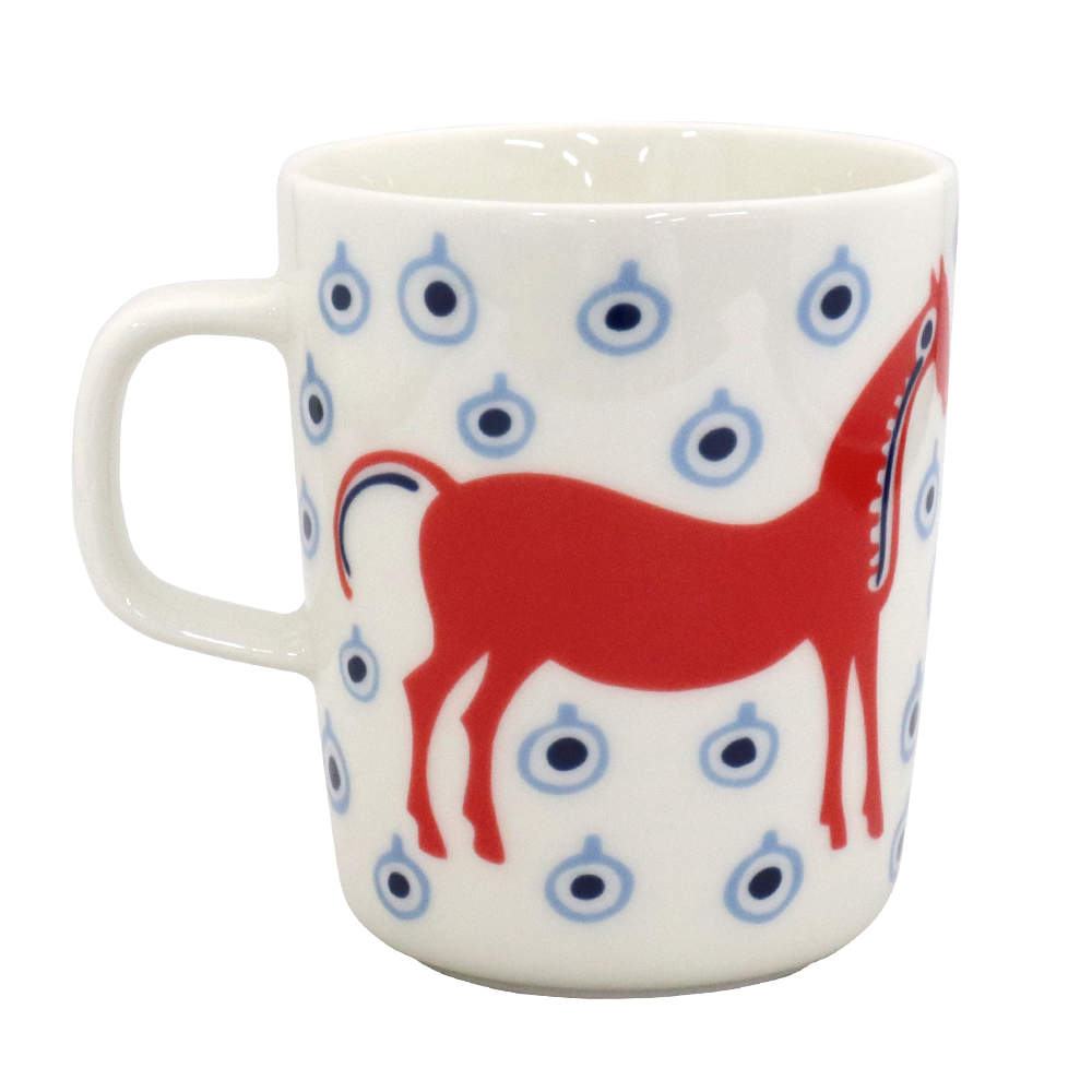 Marimekko マリメッコ Musta Tamma ムスタ タンマ マグ マグカップ 250ml オフホワイト×オレンジレッド×ライトブルー