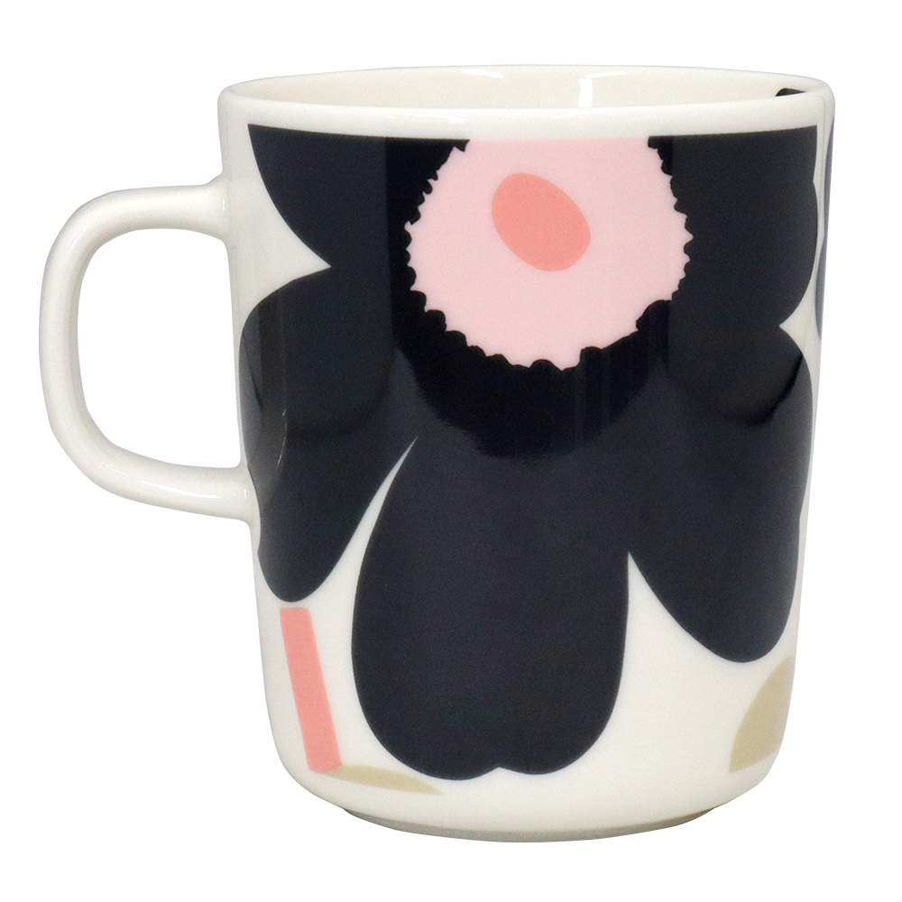 Marimekko マリメッコ Unikko ウニッコ マグ マグカップ 250ml オフホワイト×チャコール×サンド×ピンク