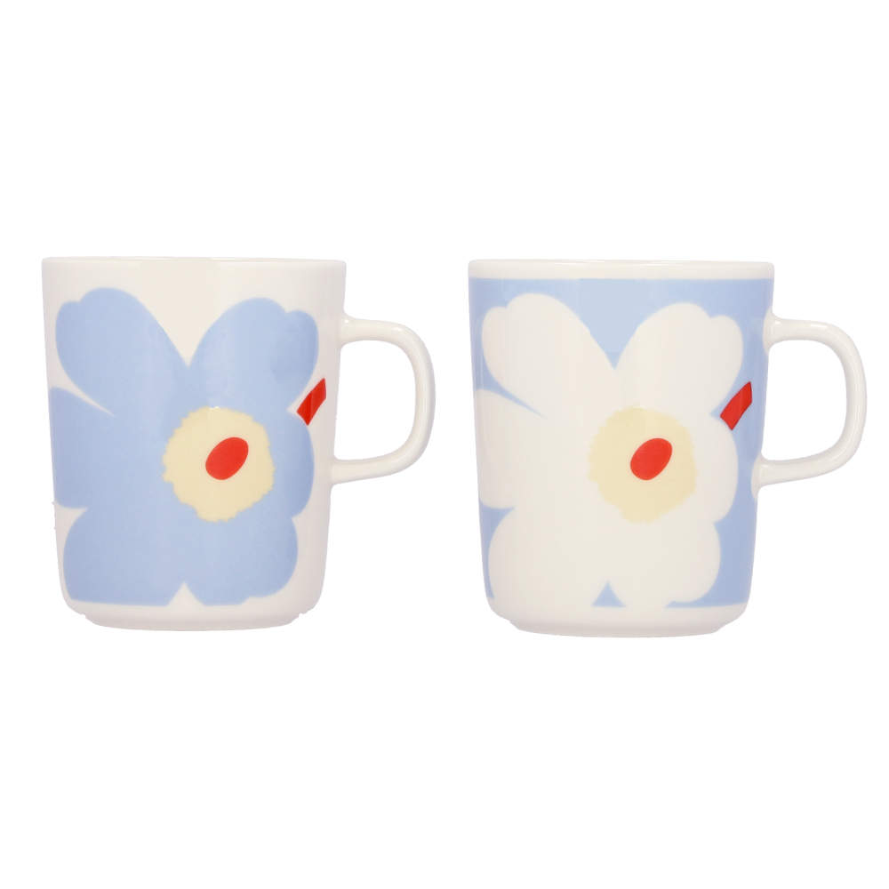 Marimekko マリメッコ Juhla Unikko ユフラウニッコ マグ マグカップ 250ml 2個セット ライトブルー
