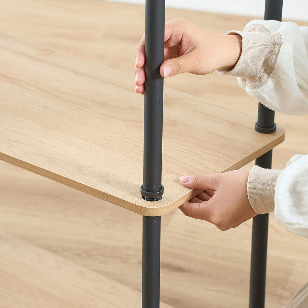 アイリスオーヤマ 組立簡単スチールポールラック 5段ラック ナチュラル/ブラック SPR-5R590