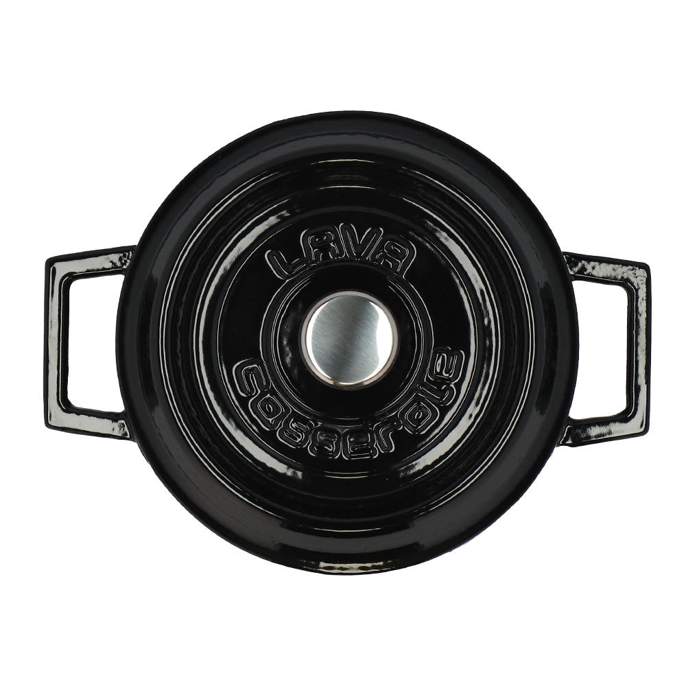 LAVA 鋳鉄ホーロー鍋 ラウンドキャセロール 18cm Shiny Black LV0077