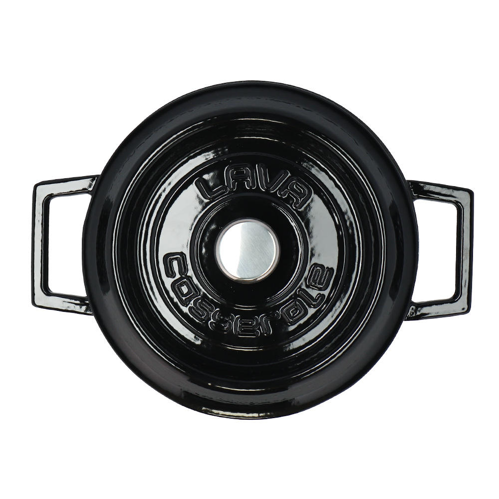 LAVA 鋳鉄ホーロー鍋 ラウンドキャセロール 20cm Shiny Black LV0078