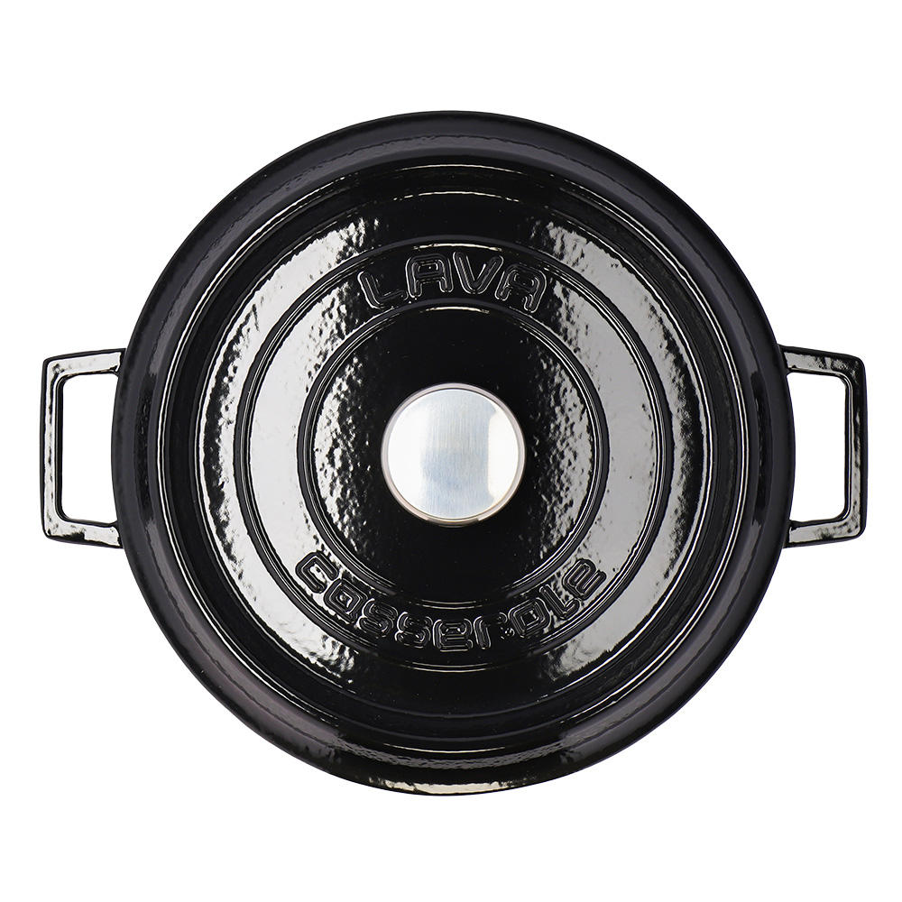 【ポイント20倍】LAVA 鋳鉄ホーロー鍋 ラウンドキャセロール 28cm Shiny Black LV0080