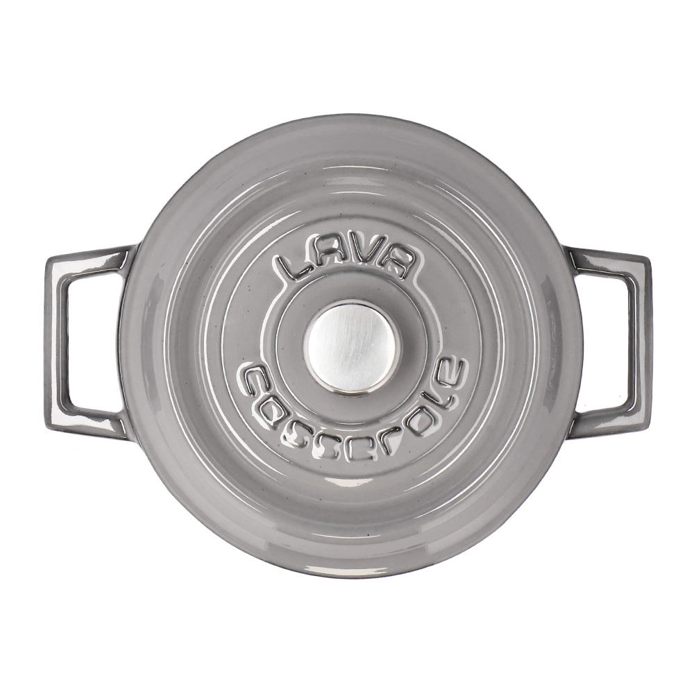LAVA 鋳鉄ホーロー鍋 ラウンドキャセロール 18cm MAJOLICA GRAY LV0115