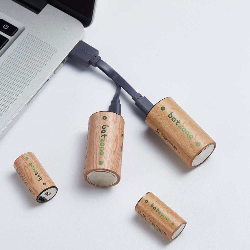 batzone リチウムイオン充電池 単2形 2本入 USB Type-Cケーブル付