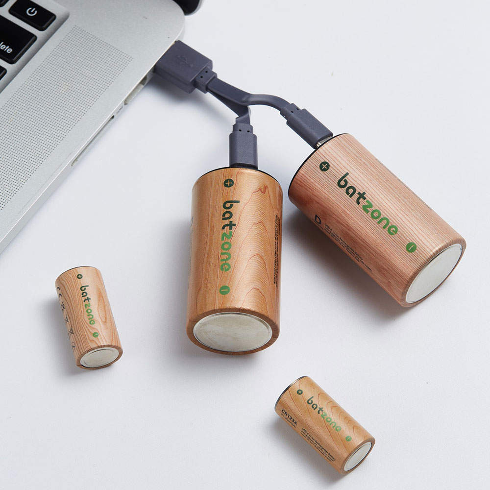 batzone リチウムイオン充電池 単1形 2本入 USB Type-Cケーブル付